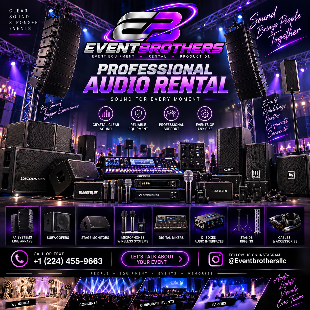 EventBrothers professional sound equipment and audio rental